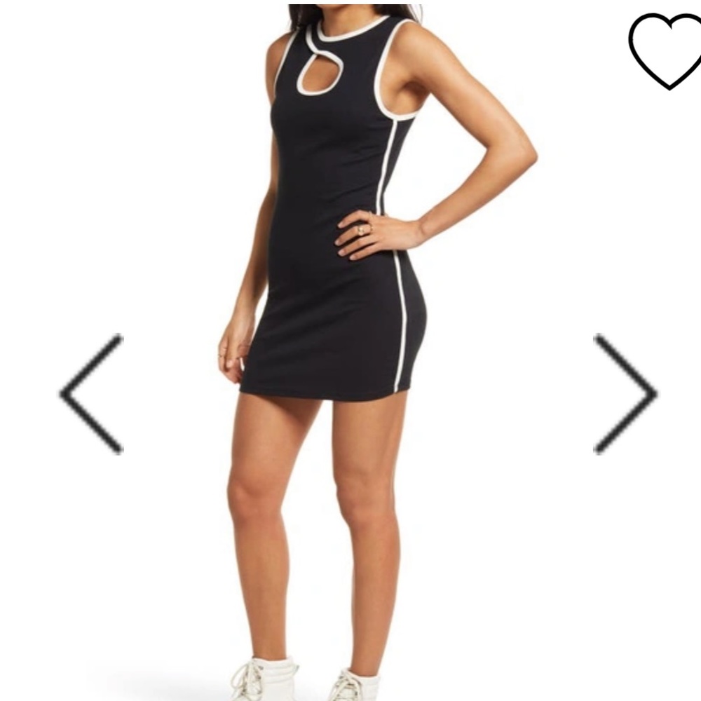 BP Gender Inclusive Cutout Knit Tank Dress Size XS Black White NWT